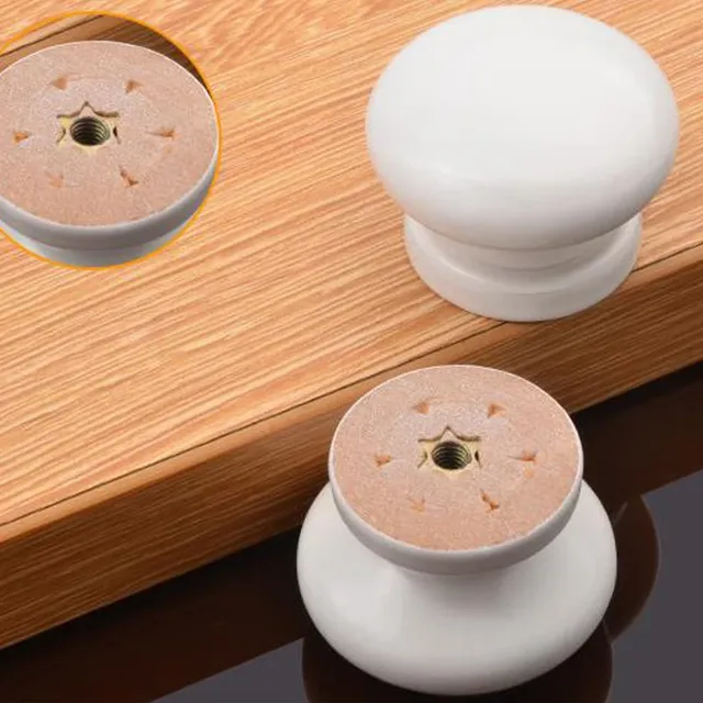 Poignée meuble bois ronde bombée base évasée insert… – vue 4