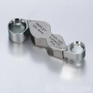 Miroir grossissant double pliant, deux lentilles 10 fois 20 fois, lentille en verre optique, Identification artisanale, loupe