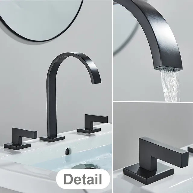 Robinet de lavabo de salle de bains noir – vue 5