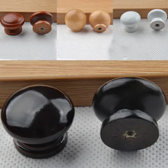 Poignée meuble bois ronde bombée base évasée insert… – vue 6