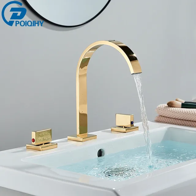 Robinet de lavabo de salle de bains doré noir – vue 3