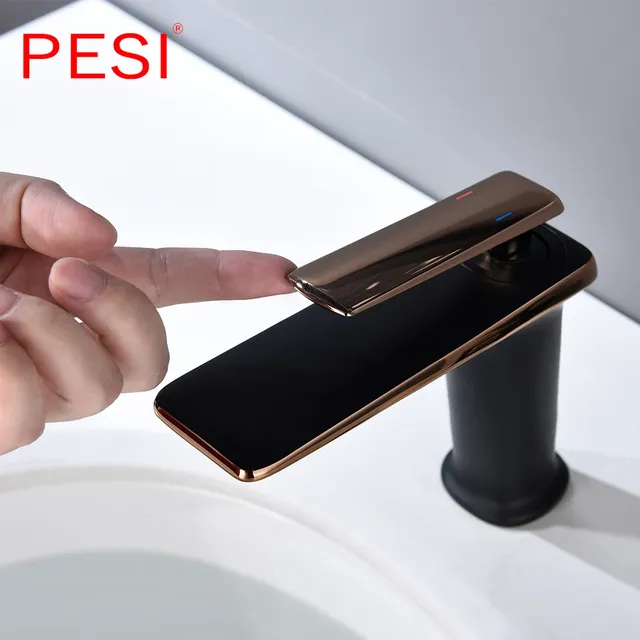 Robinet mitigeur de salle de bain moderne noir – vue 4
