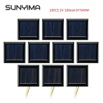 SUNYIMA 10 pièces bricolage panneaux solaires 54x54MM 2V 130MA cellules solaires photovoltaïques avec fils de 15CM chargeur d&rsquo;alimentation Solars plaque époxy
