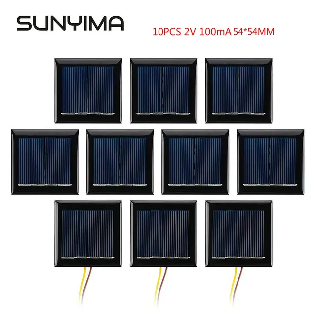 SUNYIMA 10 pièces bricolage panneaux solaires 54x54MM 2V…