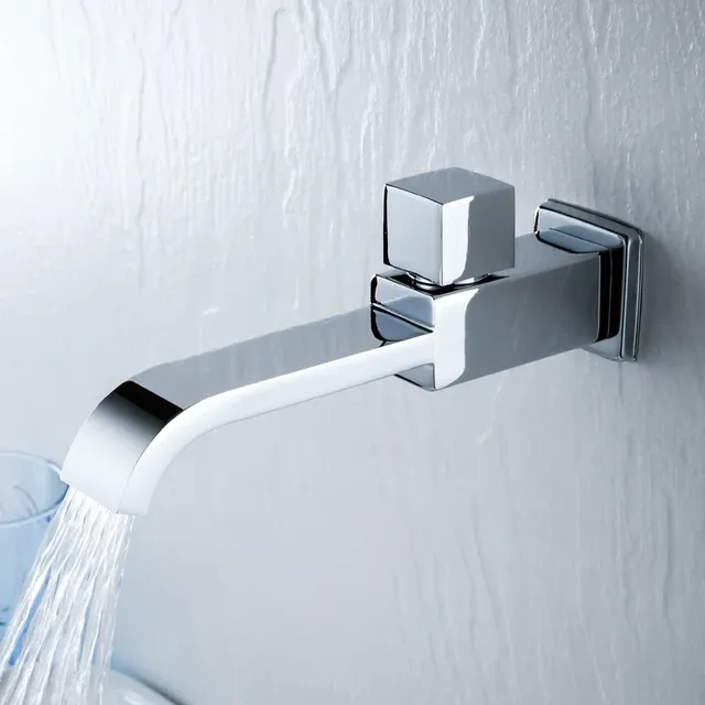 Robinet de lavabo mural en laiton à poignée unique – vue 3