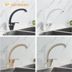 Senlesen-Robinet d&rsquo;évier de cuisine en laiton, poignée unique, eau chaude et froide, robinet de centre commercial, buse de pulvérisateur montée, 4 couleurs