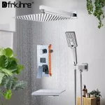 HOChrome-Ensemble de douche à affichage numérique de la température, pluie LCD, robinet de centre commercial à 2 voies, système de douche de baignoire, centre commercial de bain