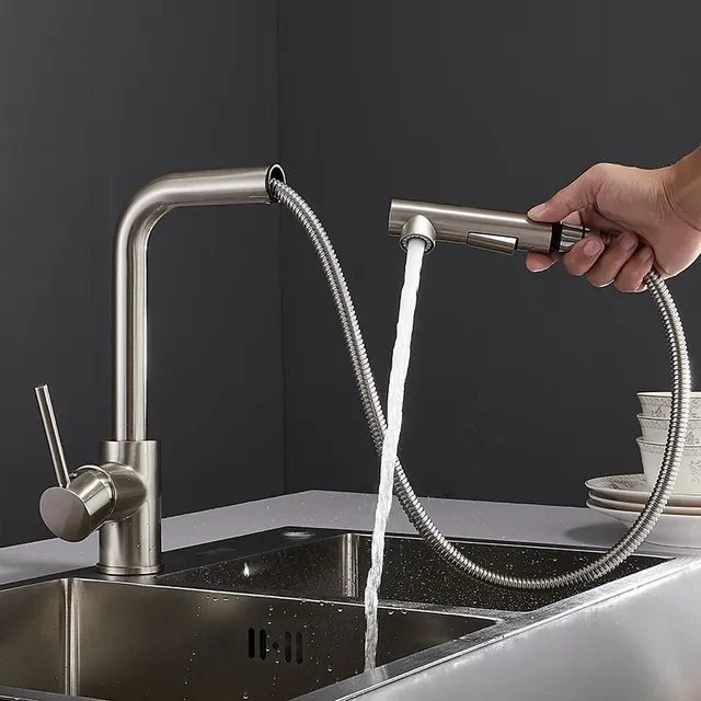 Robinet de cuisine pivotant en laiton Nickel – vue 4