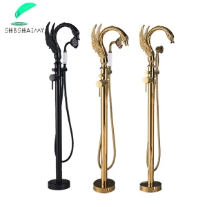 Golden fz-Baignoire autoportante, baignoire à montage au sol, HOF/05 ets, poignée unique en laiton avec douchette, rotation à haut débit Golden fz-Baignoire autoportante, baignoire à montage au sol, HOF/05 ets, poignée unique en laiton avec douchette, rotation à haut débit