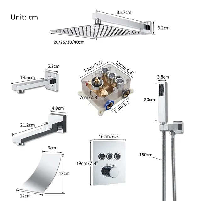 Ensemble de robinets de douche thermostatiques à montage… – vue 5
