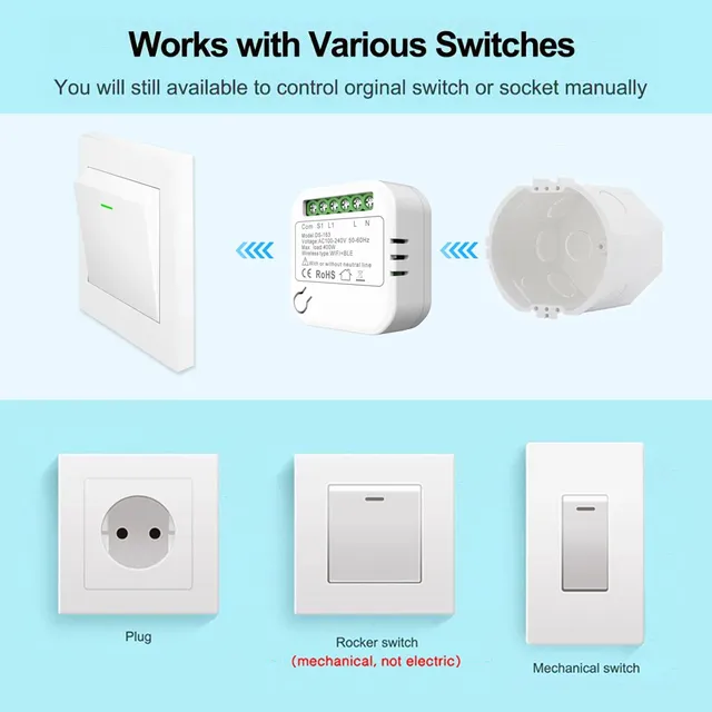Module de commutation WiFi Tuya sans neutre – vue 6