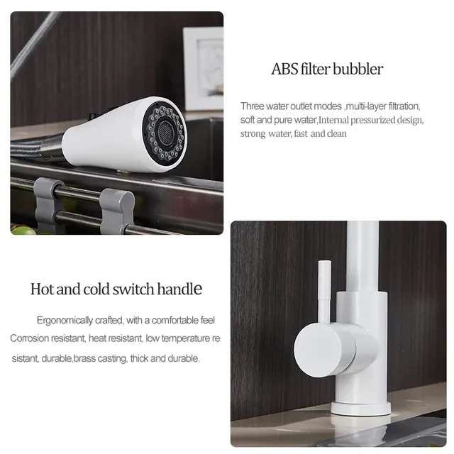 Senlesen robinet de cuisine blanc extractible – vue 4