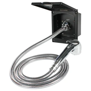 Kit de boîte de douche extérieure noire, fonction d’entrée et de sortie d’eau pour caravane RV bateau camping-car Kit de boîte de douche extérieure noire, fonction d’entrée et de sortie d’eau pour caravane RV bateau camping-car