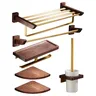 Ensemble accessoires salle bain mural bois noyer métal… – vue 3