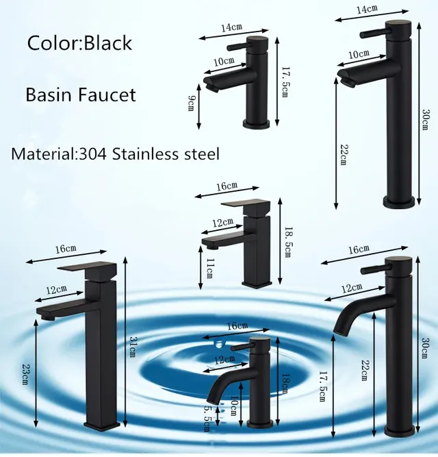 Mitigeur lavabo bain noir mat inox 304 monocommande bec… – vue 7