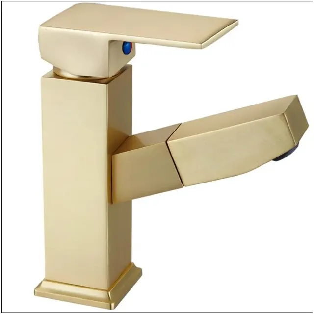 Mitigeur lavabo levier unique monotrou laiton or brossé… – vue 6
