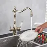 Robinet de cuisine doré avec filtre en laiton – vue 5