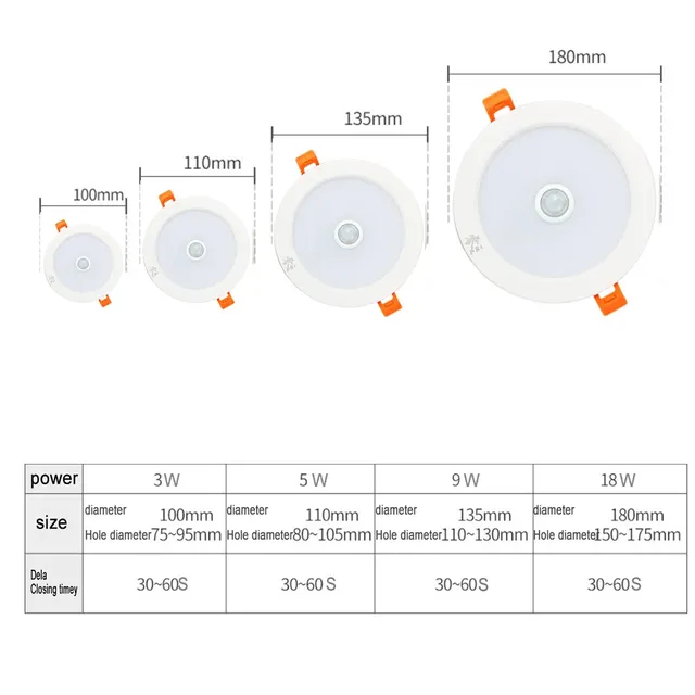 LED Downlight encastré PIR capteur de mouvement LED… – vue 4