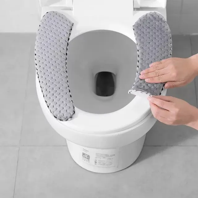 Coussinets rembourrés siège toilette peluche gris… – vue 3