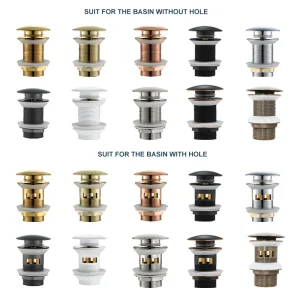 Piège à déchets avec trop-plein, bouchon de vidange de cuisine et de bain, nettoyeur de proximité d&rsquo;évier, bouton poussoir pop-up, or noir, degré de corrosion, sans trou