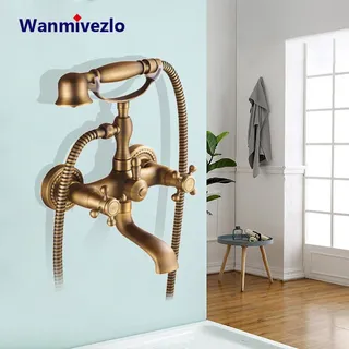 Ensemble de douche de baignoire en laiton antique