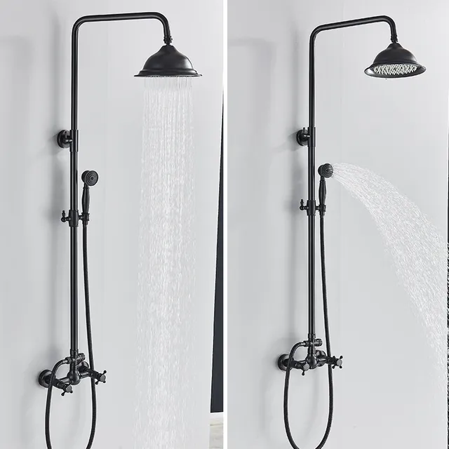 HORainfall-Ensemble de douche à poignée en laiton noir – vue 3