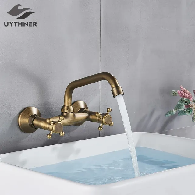 Robinet de cuisine en laiton Antique – vue 2
