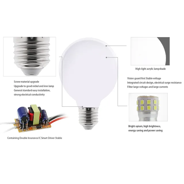 Grande LED Ampoule E27 110V 220V G80 G95 G125 économie… – vue 5