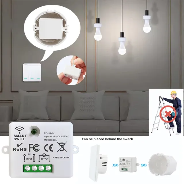 Mini Interrupteur sans fil Mural Connecté WiFi RF 433MHz… – vue 3