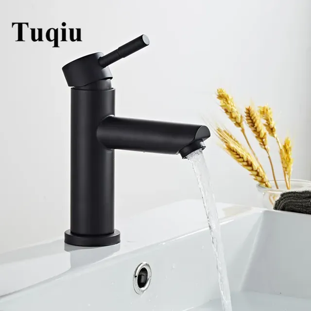 Mitigeur lavabo bain noir mat inox 304 monocommande bec… – vue 6