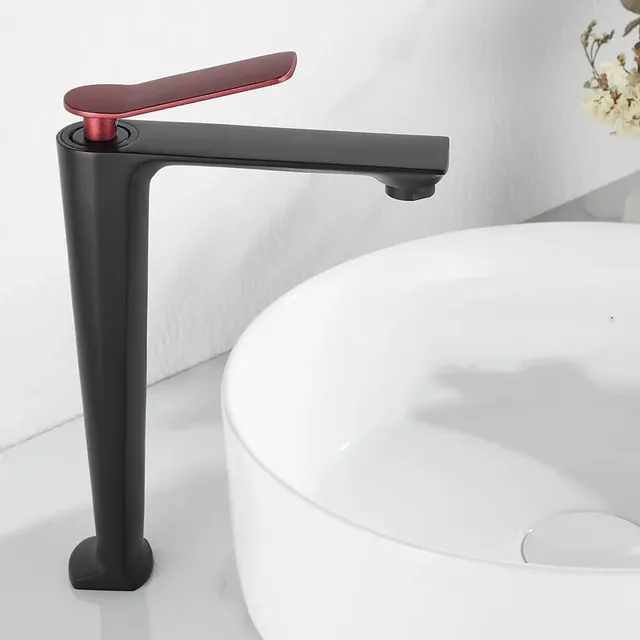 Robinet de lavabo gris rouge – vue 4