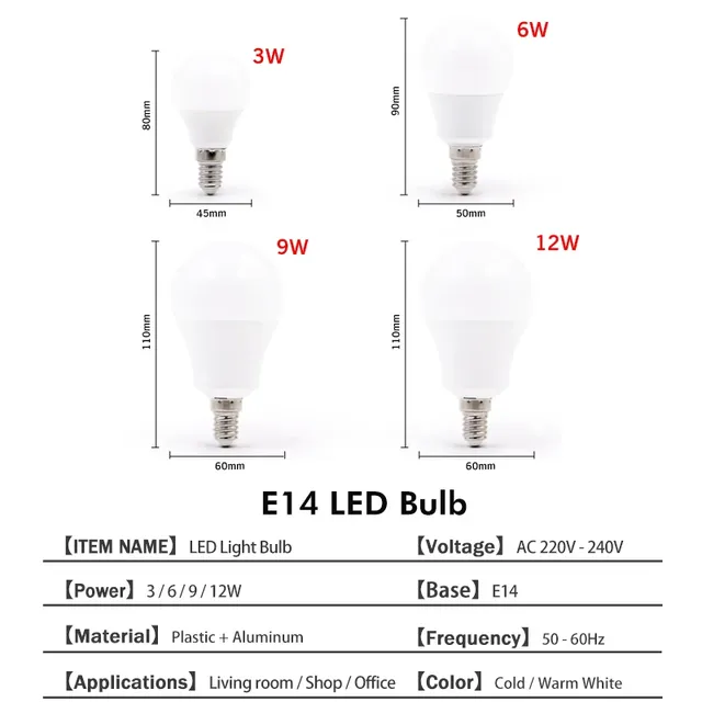 Ampoule LED lampes E27 ampoule AC220V 240V puissance… – vue 3