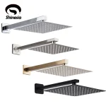Shinesia – pommeau de bain chromé ultra-fin, avec bras de douche, effet pluie, en acier inoxydable, accessoire de salle de bain