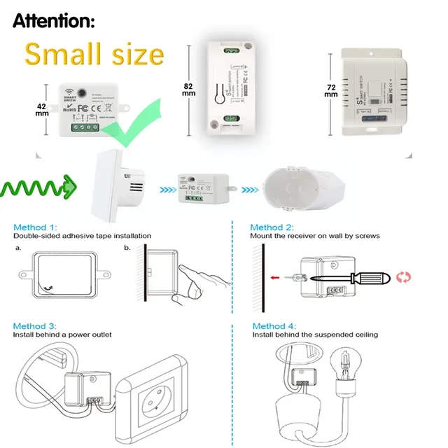 Mini Interrupteur sans fil Mural Connecté WiFi RF 433MHz… – vue 2