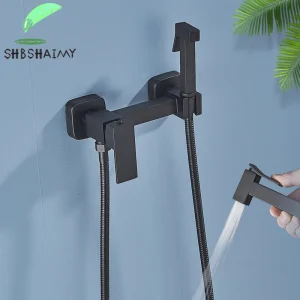Pulvérisateur à haute pression en laiton noir, robinet de douche, bidet, toilettes, laveuse, réers d’eau chaude et froide, 256 Pulvérisateur à haute pression en laiton noir, robinet de douche, bidet, toilettes, laveuse, réers d’eau chaude et froide, 256