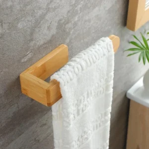 Porte-serviettes en bois sans perceuse, barre à serviettes auto-adhésive, salle de bain domestique, étagère de rangement murale polyvalente, organisateur porte-serviettes