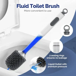 Pulvérisateur d&rsquo;eau Brosse de toilette en silicone 40 cm Longue poignée Rechargeable Brosse en silicone TPR Mural Accessoires de nettoyage de salle de bain