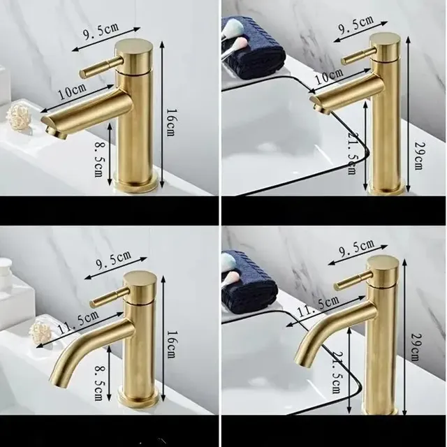 Robinet de salle de bains en or brossé – vue 7