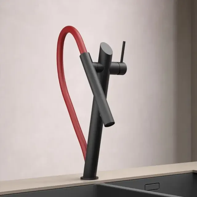 Robinet d'évier de salle de bains en laiton noir/Chrome – vue 3