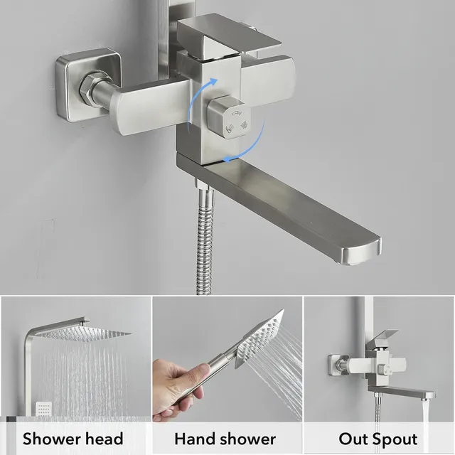 Ensemble de douche à chaud et froid en dégradbrossé – vue 3