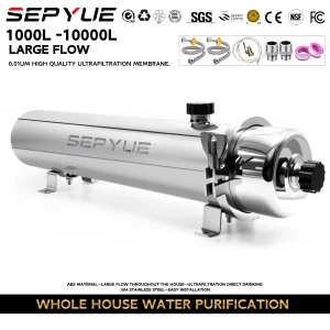 SEPYUE – purificateur d&rsquo;eau domestique/Commercial pour toute la maison, système PVDF UF 0.01μm, grand débit 1000L-10000L/H, élément filtrant minéral SUS304