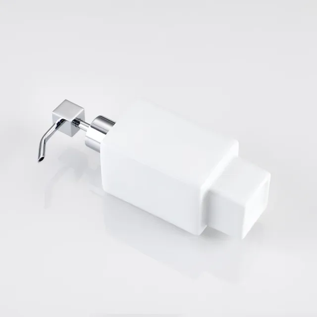 Distributeur savon mural céramique pompe chromée support… – vue 5