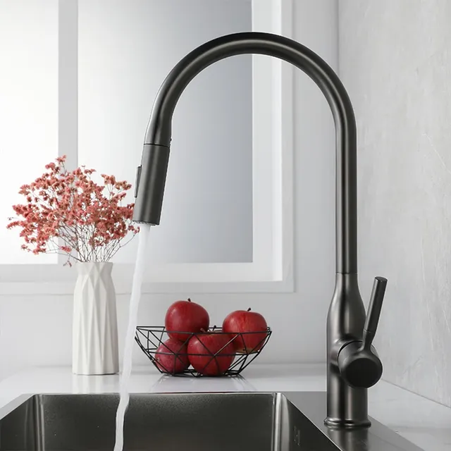 Nouveau robinet de cuisine gris à poignée unique – vue 4