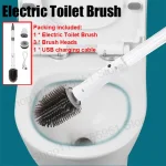 Brosse de Toilette Électrique Sans Fil, Rechargeable par USB, Manche Long, Rotation à 360 °, Outil Domestique Blanc pour Livres