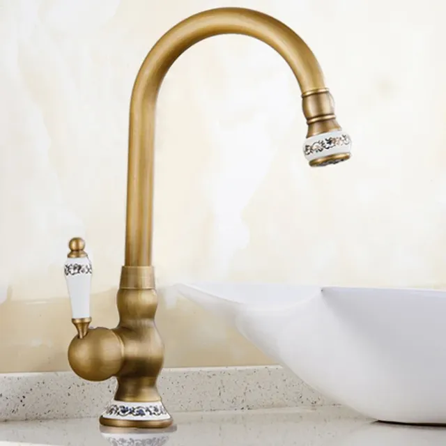 Robinet de lavabo en laiton vintage à poignée unique… – vue 2