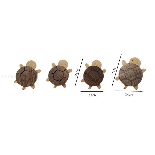 Poignée de meuble en bois massif en forme de tortue de… – vue 5