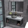 Meuble vasque mural contemporain marbre gris ronde… – vue 1