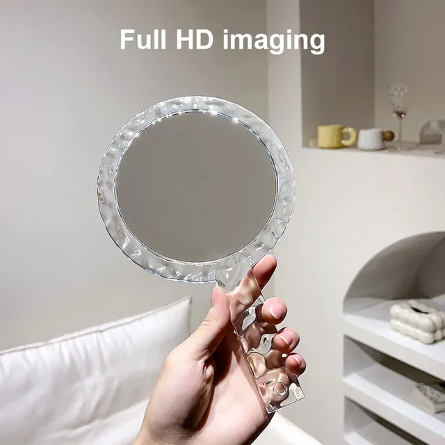 Miroir maquillage rond portable poignée transparente… – vue 2