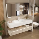 Armoires de salle de bains blanc clair, lavabo Simple, vanité Vintage, armoires de salle de bains, miroirs de rangement, meubles Mobiletto Bagno