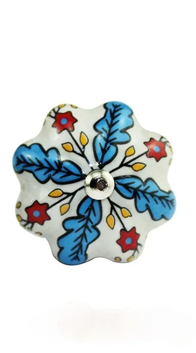 Lot douze boutons céramique glaçurée forme fleur… – vue 3